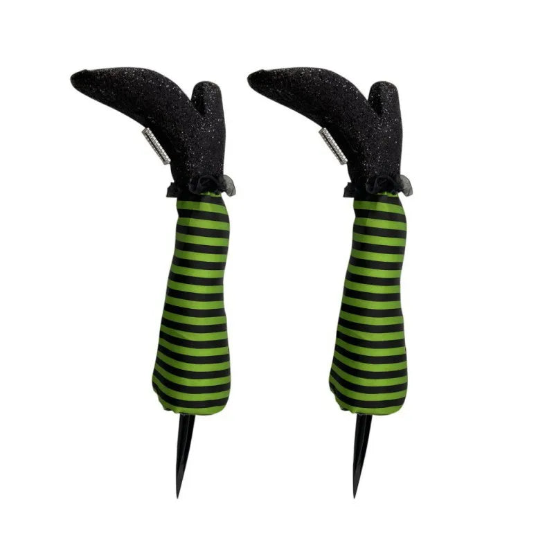 2pcs Halloween Evil Witch Legs Props Upside Down Wizard Feet with Boot Stake Ornament Decoration for Front Yard Lawn 2024
