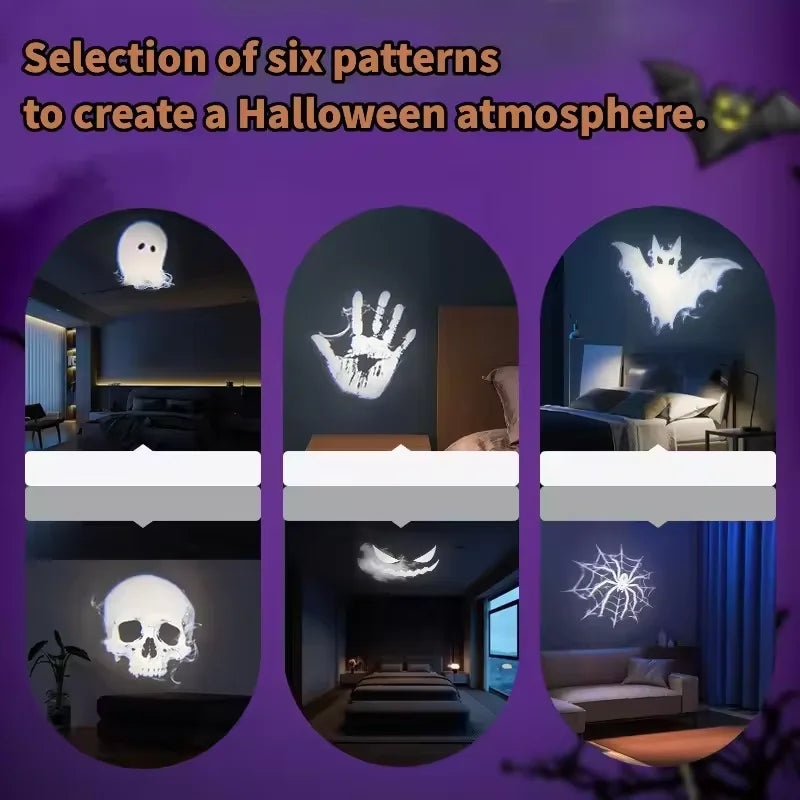 Halloween Decorations 360° Rotatable Skull Led Night Light With Interchangeable Projection Pattern Usb Powered Halloween Product