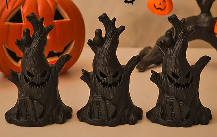 Halloween Decorations LED Ghost Lantern Candle Lights Stump Lanterns Holiday Ambience Ornaments Horror Decoration