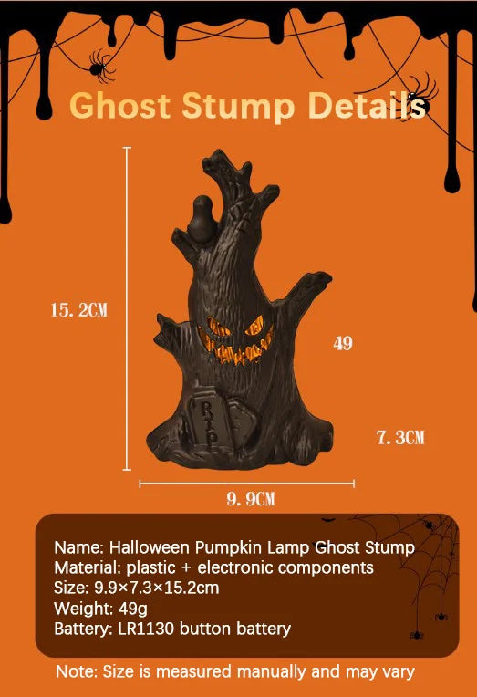 Halloween Decorations LED Ghost Lantern Candle Lights Stump Lanterns Holiday Ambience Ornaments Horror Decoration