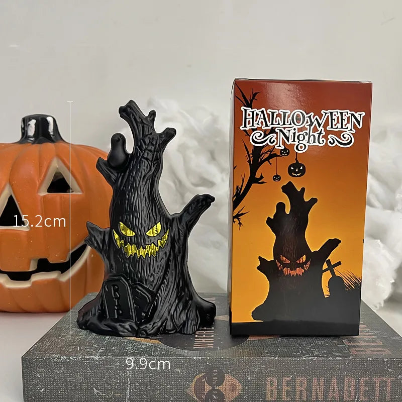 Halloween Decorations LED Ghost Lantern Candle Lights Stump Lanterns Holiday Ambience Ornaments Horror Decoration